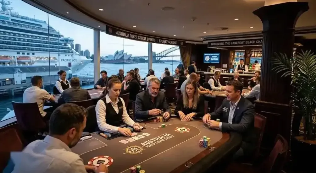 Crew resetting the casino deck before dawn