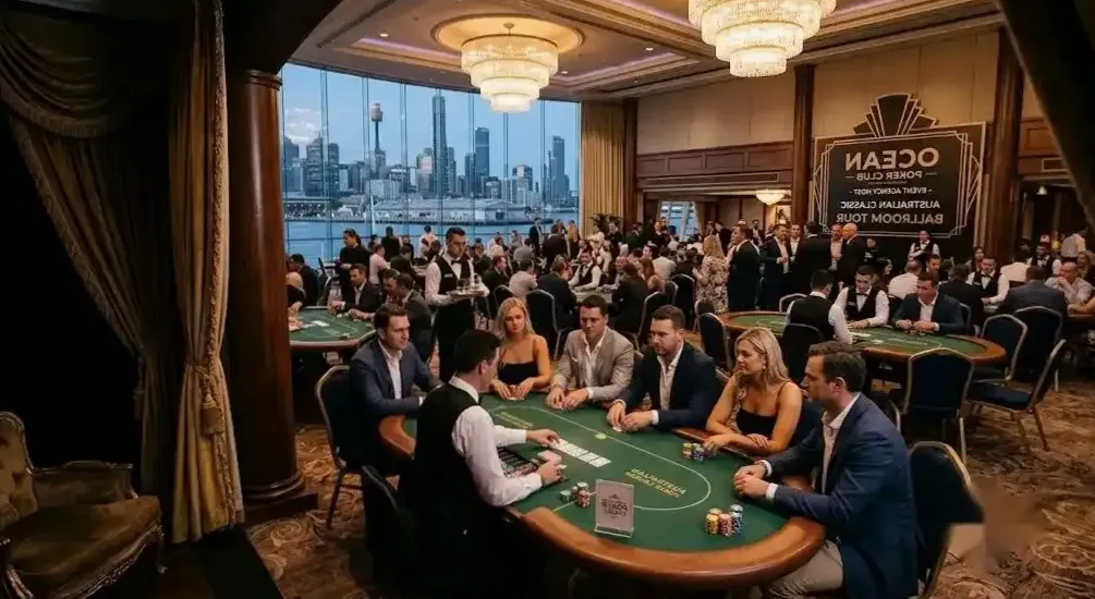 Private table mid-game with drinks
